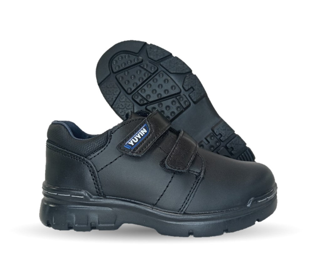 Zapato escolar y casual de piel con contactel Yuyin 23290 Negro para niño