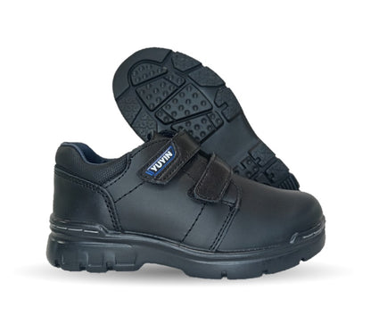 Zapato escolar y casual de piel con contactel Yuyin 23290 Negro para niño