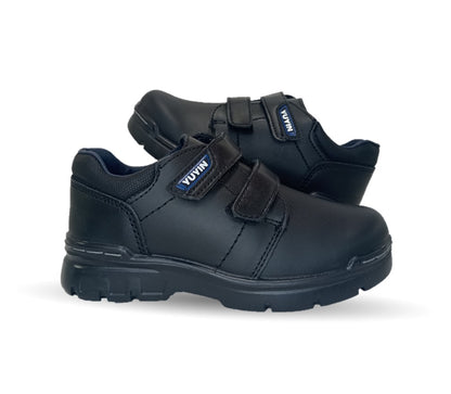 Zapato escolar y casual de piel con contactel Yuyin 23290 Negro para niño