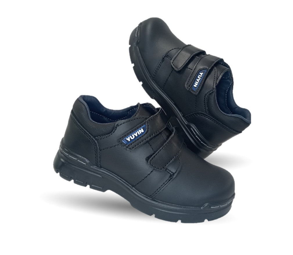 Zapato escolar y casual de piel con contactel Yuyin 23290 Negro para niño