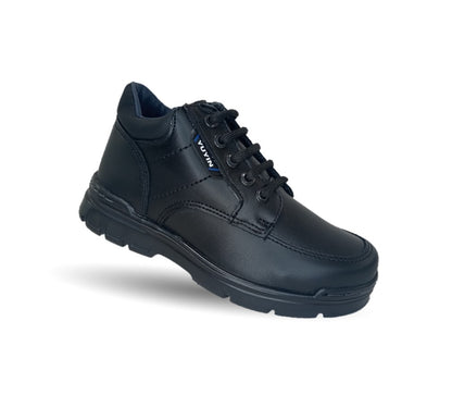 Zapato escolar y casual de piel con agujetas Yuyin 23301 Negro para niño