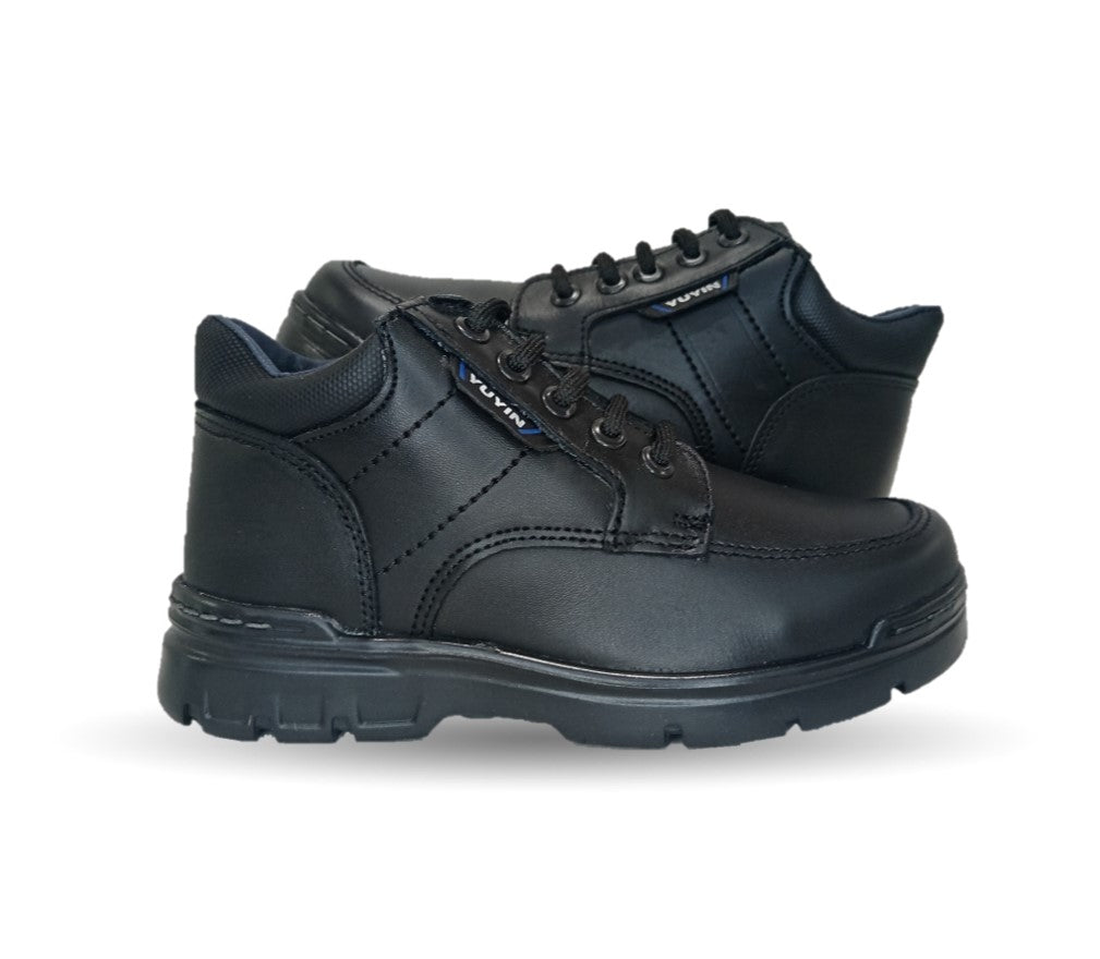 Zapato escolar y casual de piel con agujetas Yuyin 23301 Negro para niño