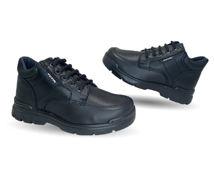 Zapato escolar y casual de piel con agujetas Yuyin 23301 Negro para niño