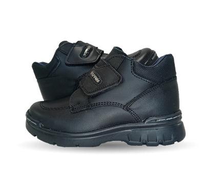 Zapato tipo Bota escolar y casual de piel con contactel Yuyin 23302 Negro para niño