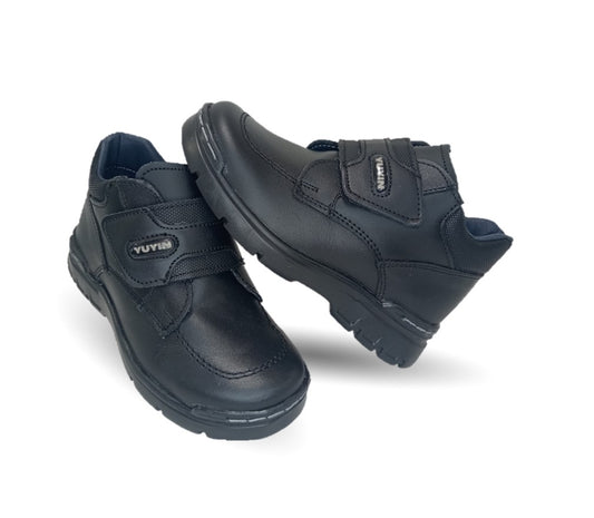 Zapato tipo Bota escolar y casual de piel con contactel Yuyin 23302 Negro para niño