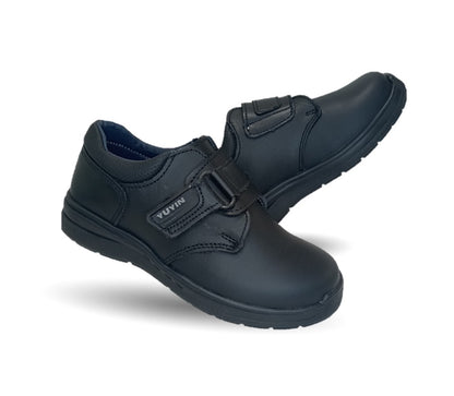 Zapato escolar y casual de piel con contactel Yuyin 24313 Negro para niño