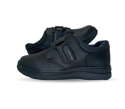 Zapato escolar y casual de piel con contactel Yuyin 24313 Negro para niño