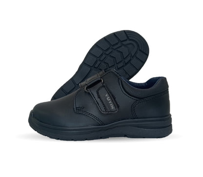 Zapato escolar y casual de piel con contactel Yuyin 24313 Negro para niño