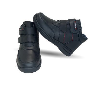 Zapato tipo Bota escolar y casual de piel con contactel Yuyin 24352 Negro para niño