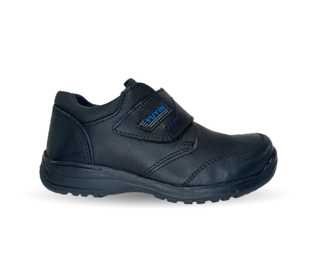 Zapato Escolar y Casual de piel con contactel Yuyin 29141 Negro para niño