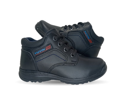 Zapato tipo Bota escolar y casual de piel con agujeta Yuyin 29151 Negro para niño
