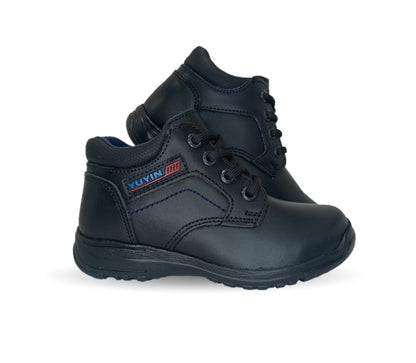 Zapato tipo Bota escolar y casual de piel con agujeta Yuyin 29151 Negro para niño